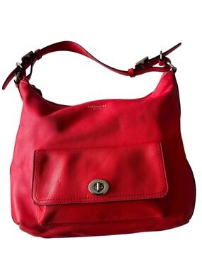 Coach Courtney Legacy Coral/Orange Leather Turnlock Hobo Shoulder Bag
